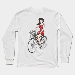 Girl on a bicycle Long Sleeve T-Shirt